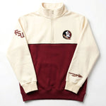 College Traditions Men's Seminole Logo 1/4 Zip Fleece - Ivory/Garnet