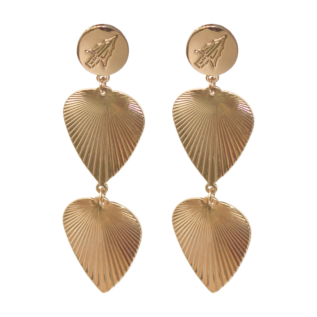 Emerson Street Arrowhead Heart Dangle Earrings - Gold