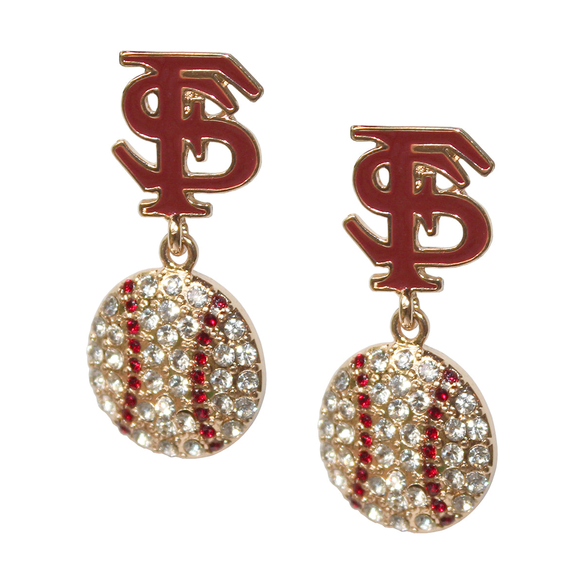 Emerson Street Interlocking FS Baseball Dangle Earrings