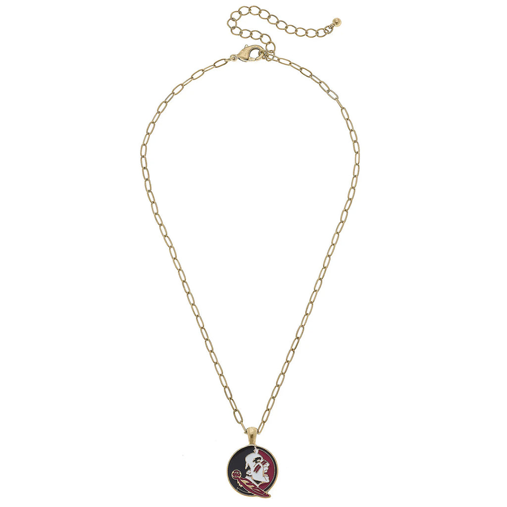Canvas Enamel Seminole Logo Pendant 16" Necklace
