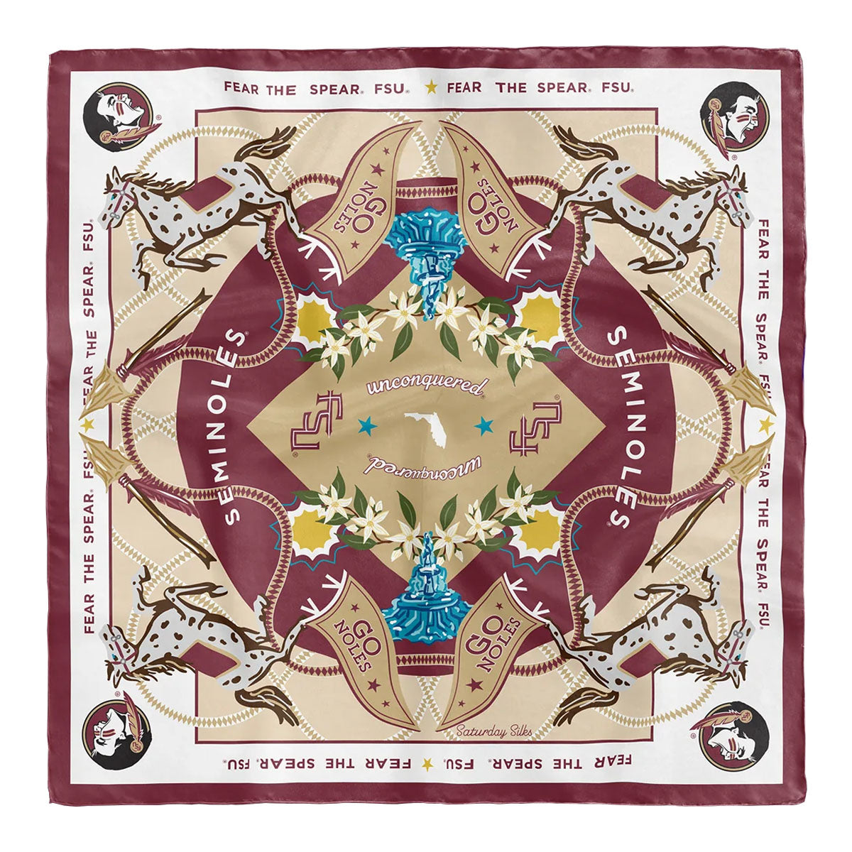 Saturday Silks Florida State 16x16 Silk Scarf - Garnet
