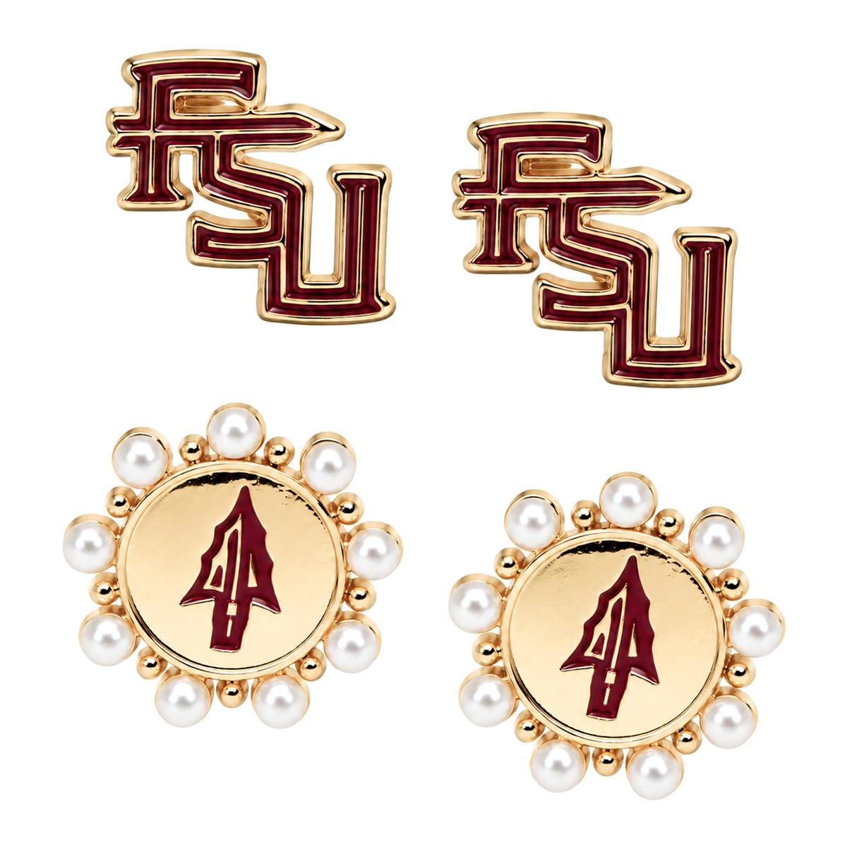 Emerson Street Stacked FSU/Arrowhead Stud Earring Set
