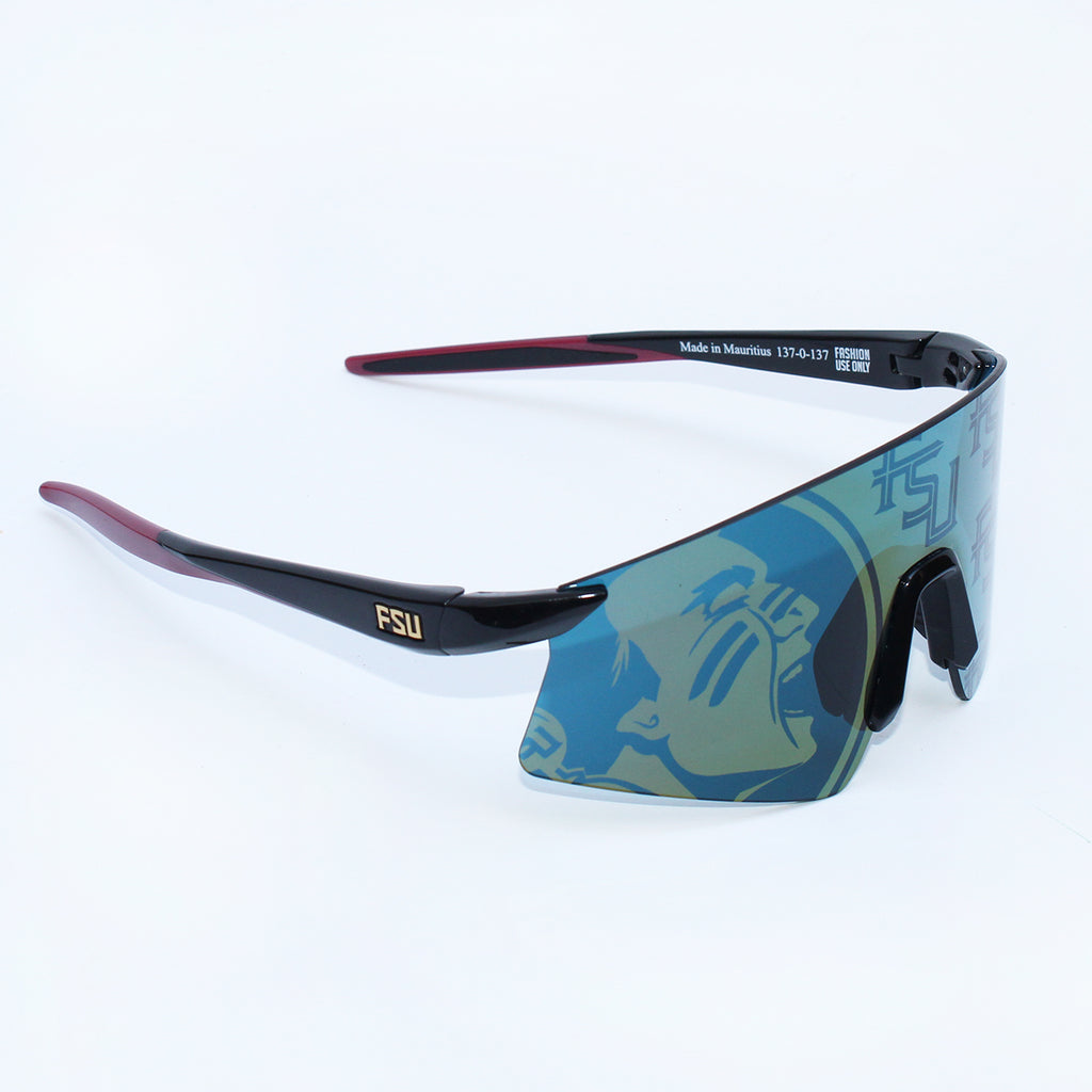 Ghost Vision Seminole Logo/Stacked FSU Lens Design Rimless Profile Sunglasses - Black/Garnet