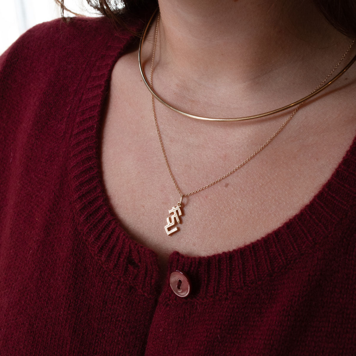 Kyle Cavan Stacked FSU Charm Necklace with Cable Chain - Cavan Gold