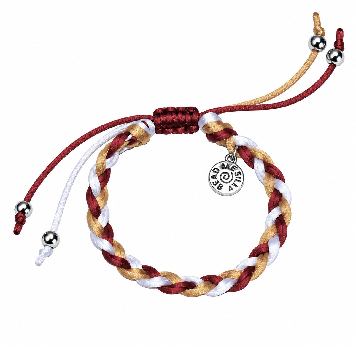 Jardine Thick Braid Bracelet - Garnet/Gold/White