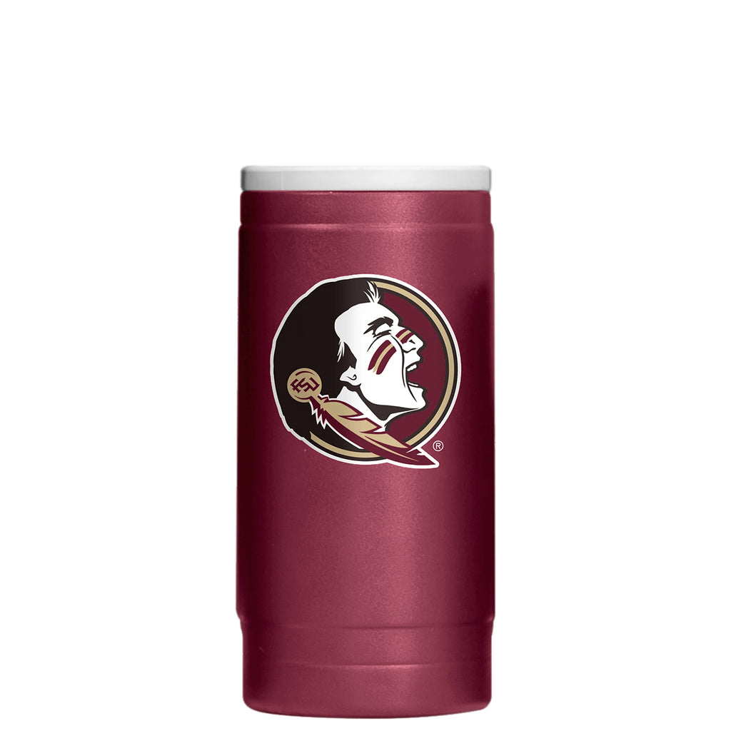 Logo Brands Seminole Logo Powder Coat Stainless Steel Slim Can Cooler - Garnet