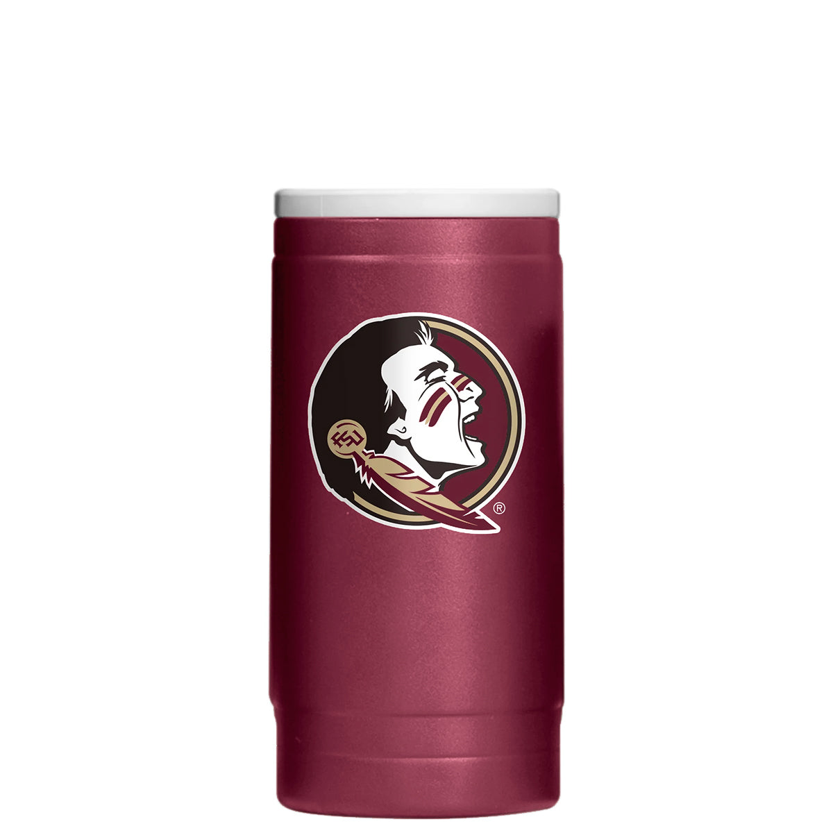 Logo Brands Seminole Logo Powder Coat Stainless Steel Slim Can Cooler - Garnet