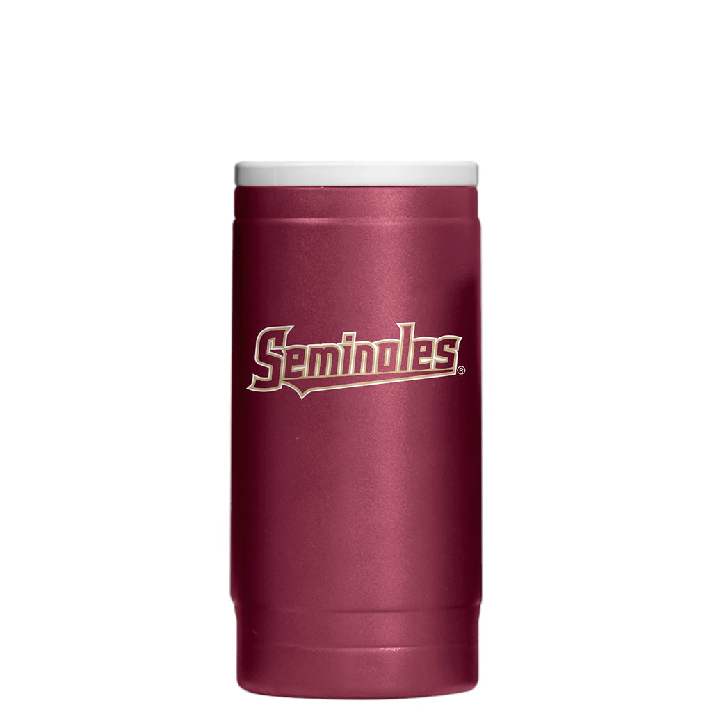 Logo Brands Seminole Logo Powder Coat Stainless Steel Slim Can Cooler - Garnet