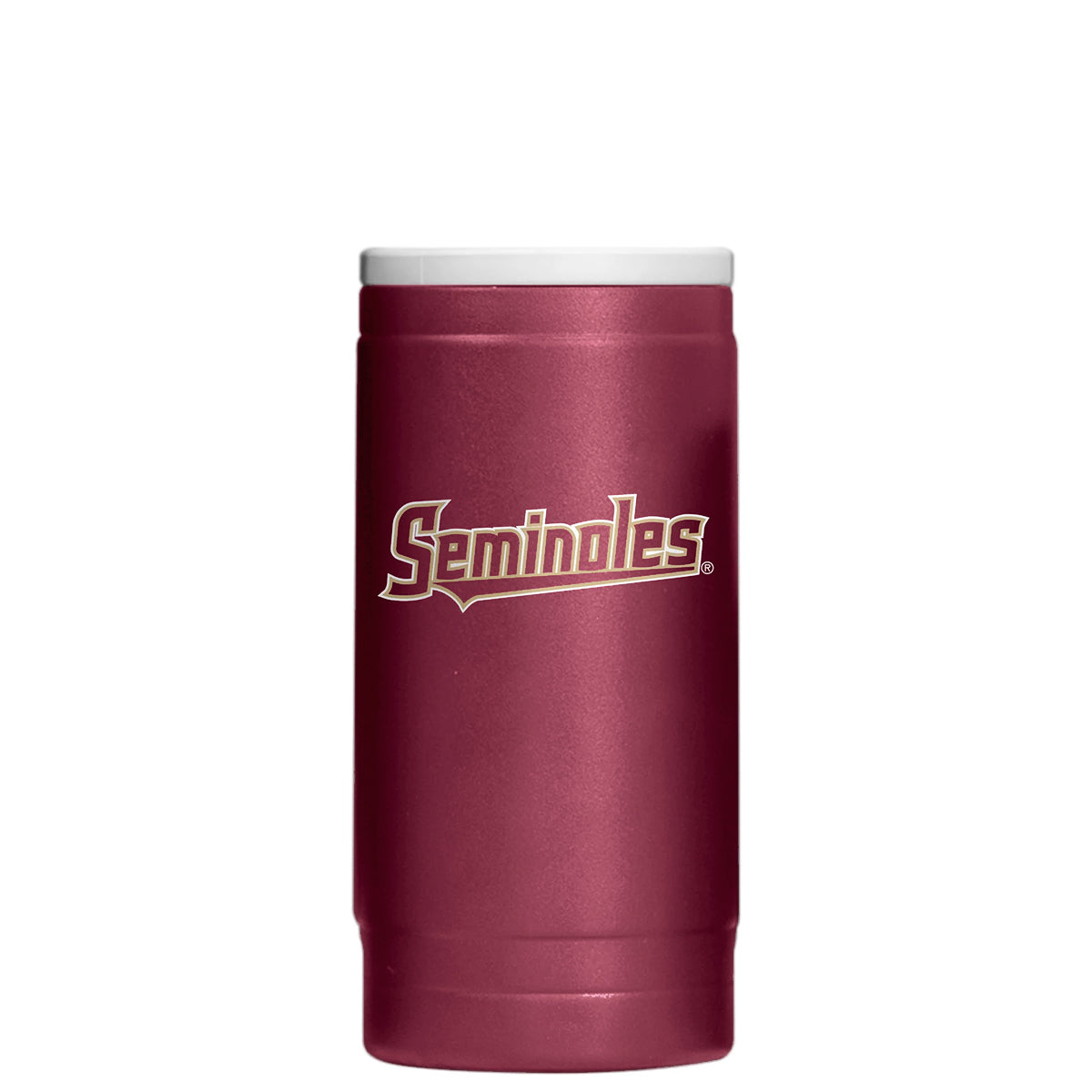 Logo Brands Seminole Logo Powder Coat Stainless Steel Slim Can Cooler - Garnet