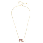 Canvas Rhinestone FSU 16" Chain Necklace - Gold