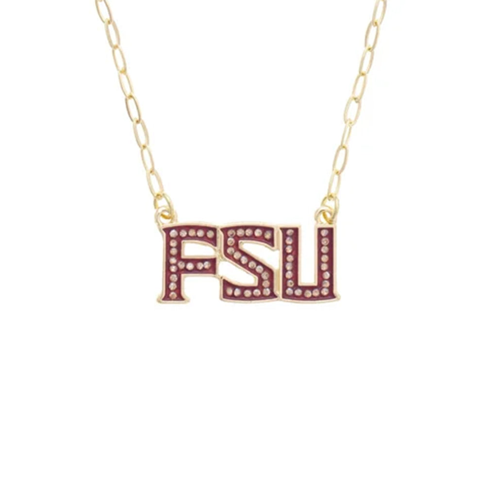 Canvas Rhinestone FSU 16" Chain Necklace - Gold