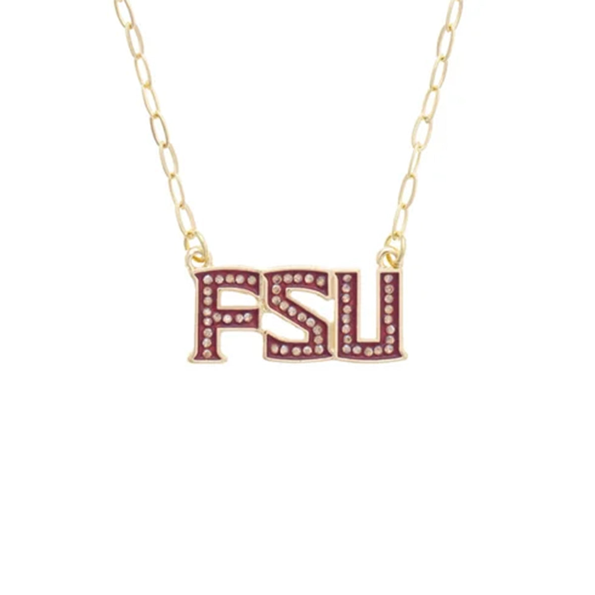 Canvas Rhinestone FSU 16" Chain Necklace - Gold