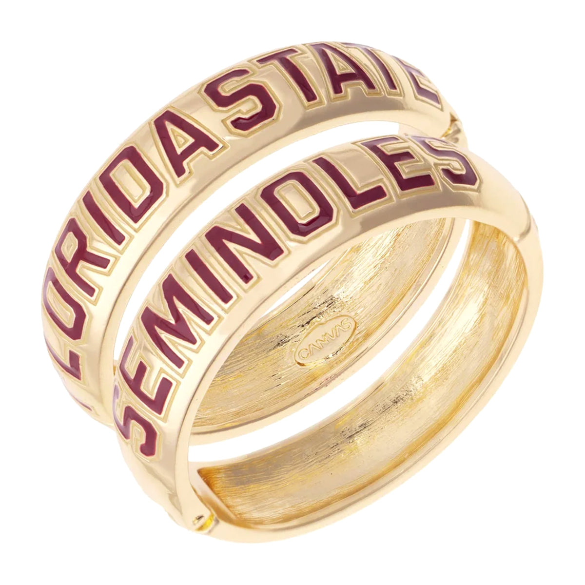 Canvas Florida State/Seminoles Wide Metal Hinge Bangle Bracelet - Gold