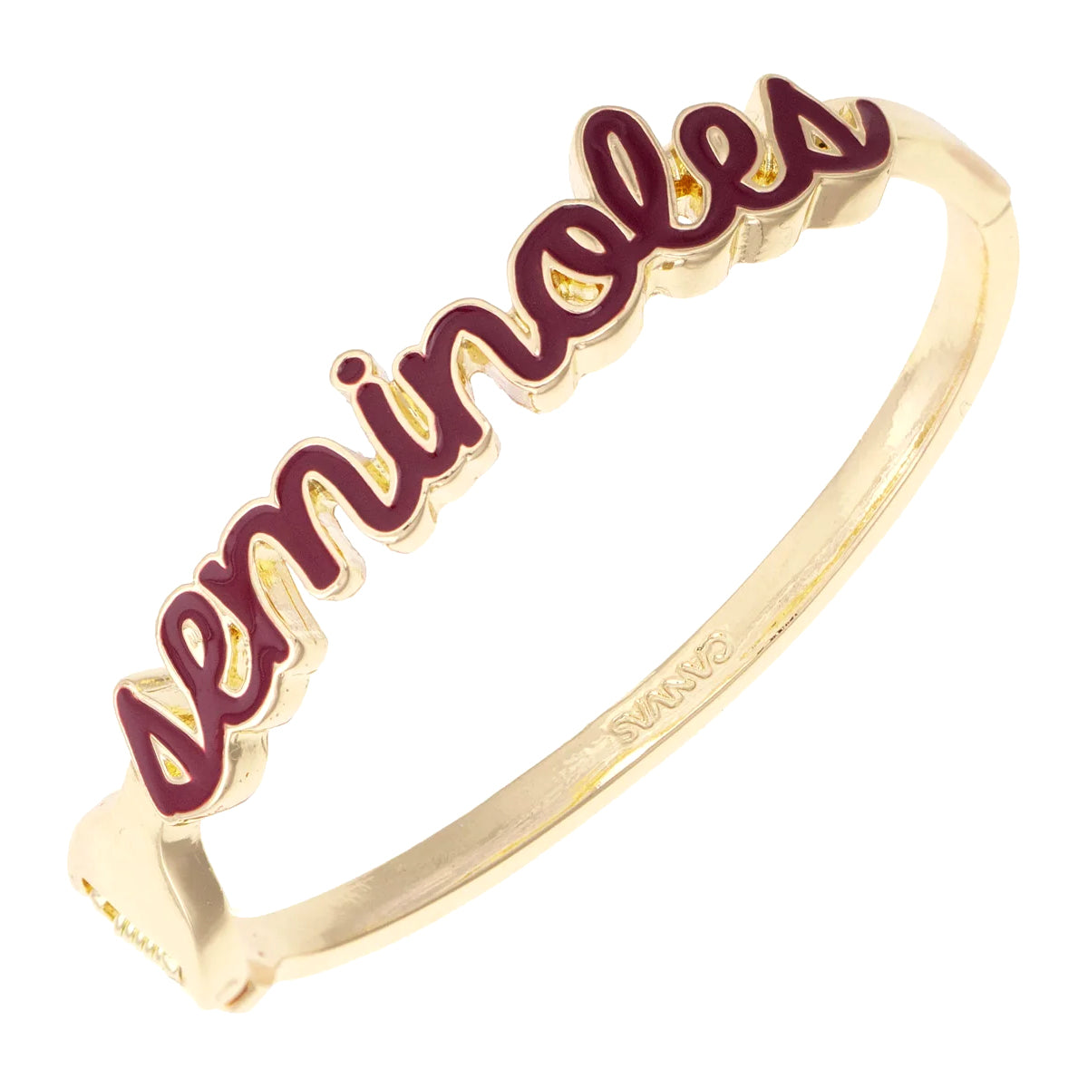 Canvas Seminoles Outline Hinge Bangle Bracelet - Gold