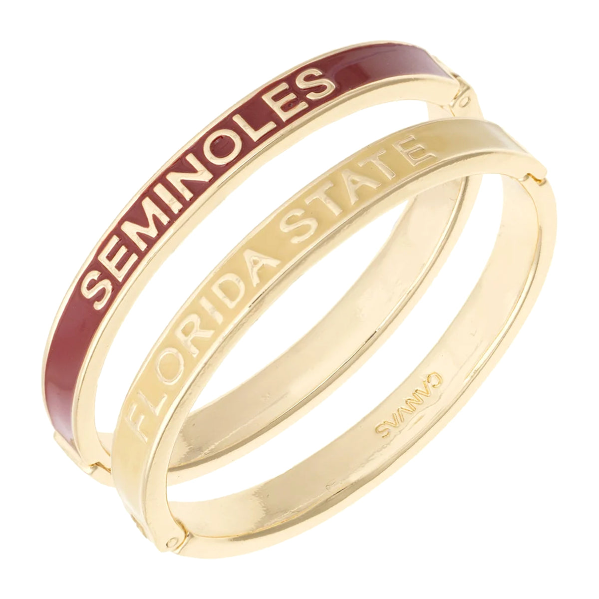 Canvas Seminoles Florida State Thin Hinge Bangle Bracelet - Gold