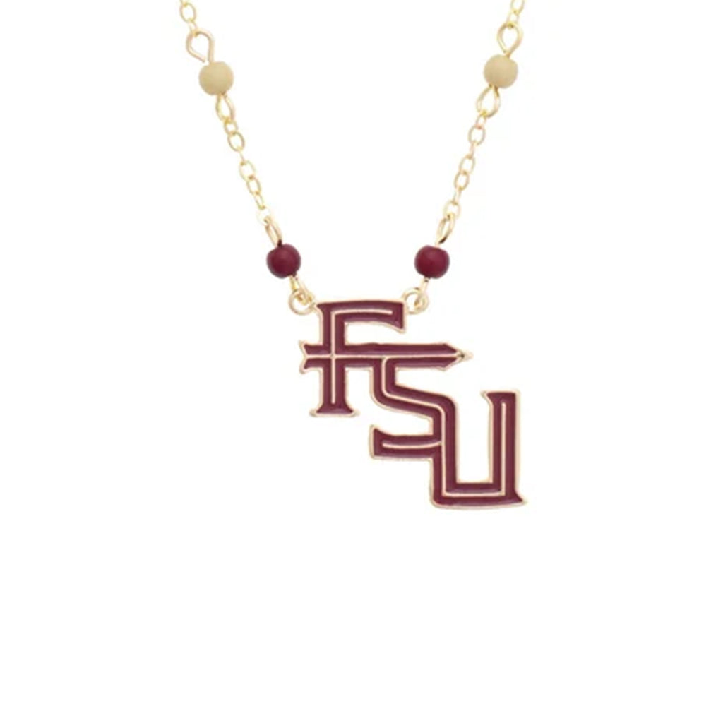 Canvas Stacked FSU 16" Beaded Necklace - Gold