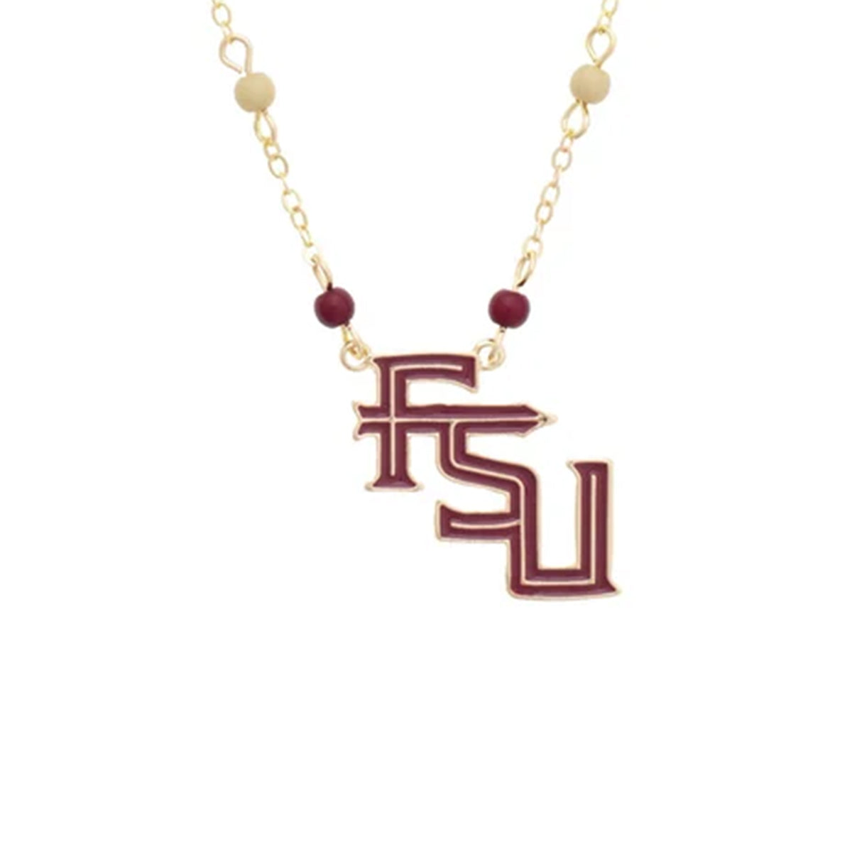 Canvas Stacked FSU 16" Beaded Necklace - Gold