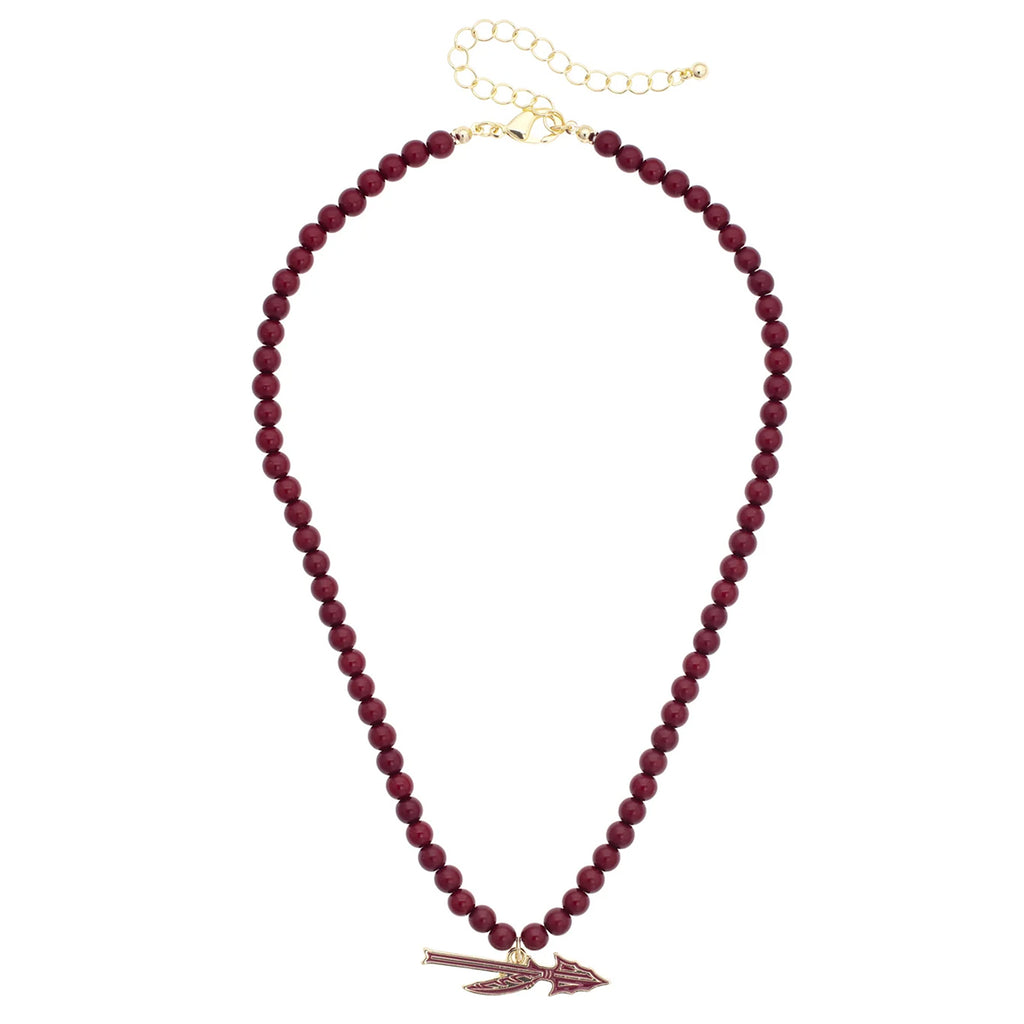 Canvas Spear 16" Beaded Necklace - Garnet/Gold