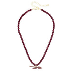 Canvas Spear 16" Beaded Necklace - Garnet/Gold