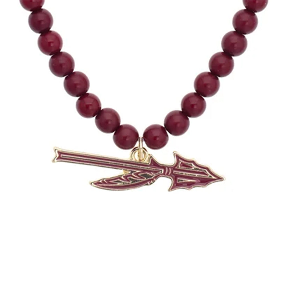 Canvas Spear 16" Beaded Necklace - Garnet/Gold