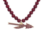 Canvas Spear 16" Beaded Necklace - Garnet/Gold
