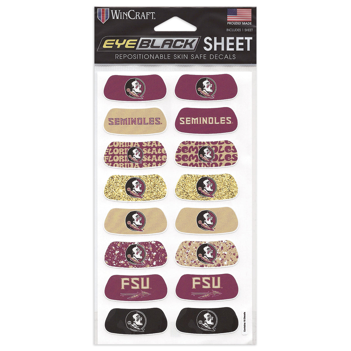 Wincraft Florida State Assorted Design Eye Black Sheet
