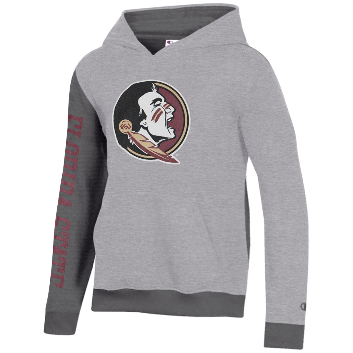Champion Youth Seminole Logo Superfan Hoodie Grey Granite