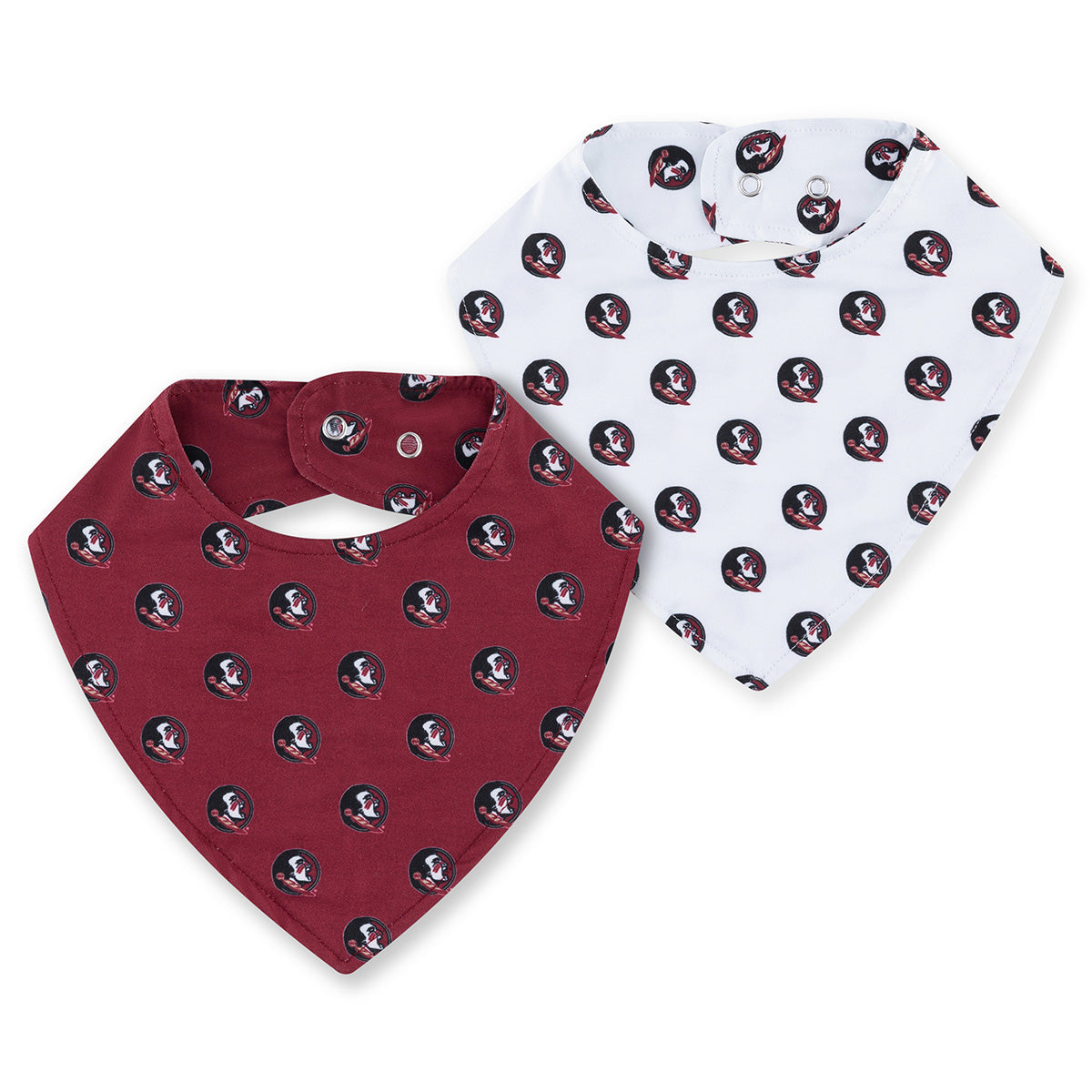 ZooZatz Infant Seminole Logo Pattern Bandana Bib 2Pk - Garnet/White