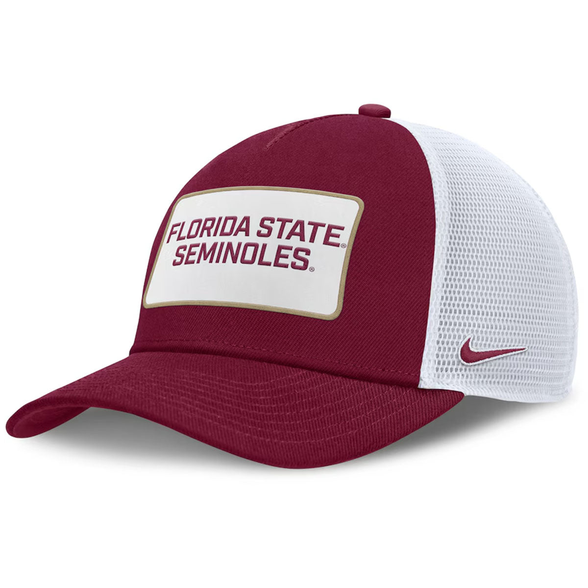 Nike Youth Florida State Seminoles Patch Adjustable Rise Trucker Hat - Garnet/White