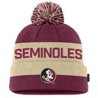 Nike Youth Seminoles/Seminole Logo Peak Cuffed Pom Beanie - Garnet/Gold