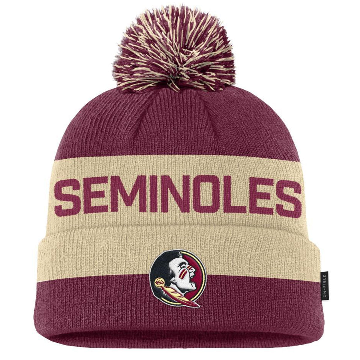 Nike Youth Seminoles/Seminole Logo Peak Cuffed Pom Beanie - Garnet/Gold
