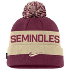Nike Youth Seminoles/Seminole Logo Peak Cuffed Pom Beanie - Garnet/Gold