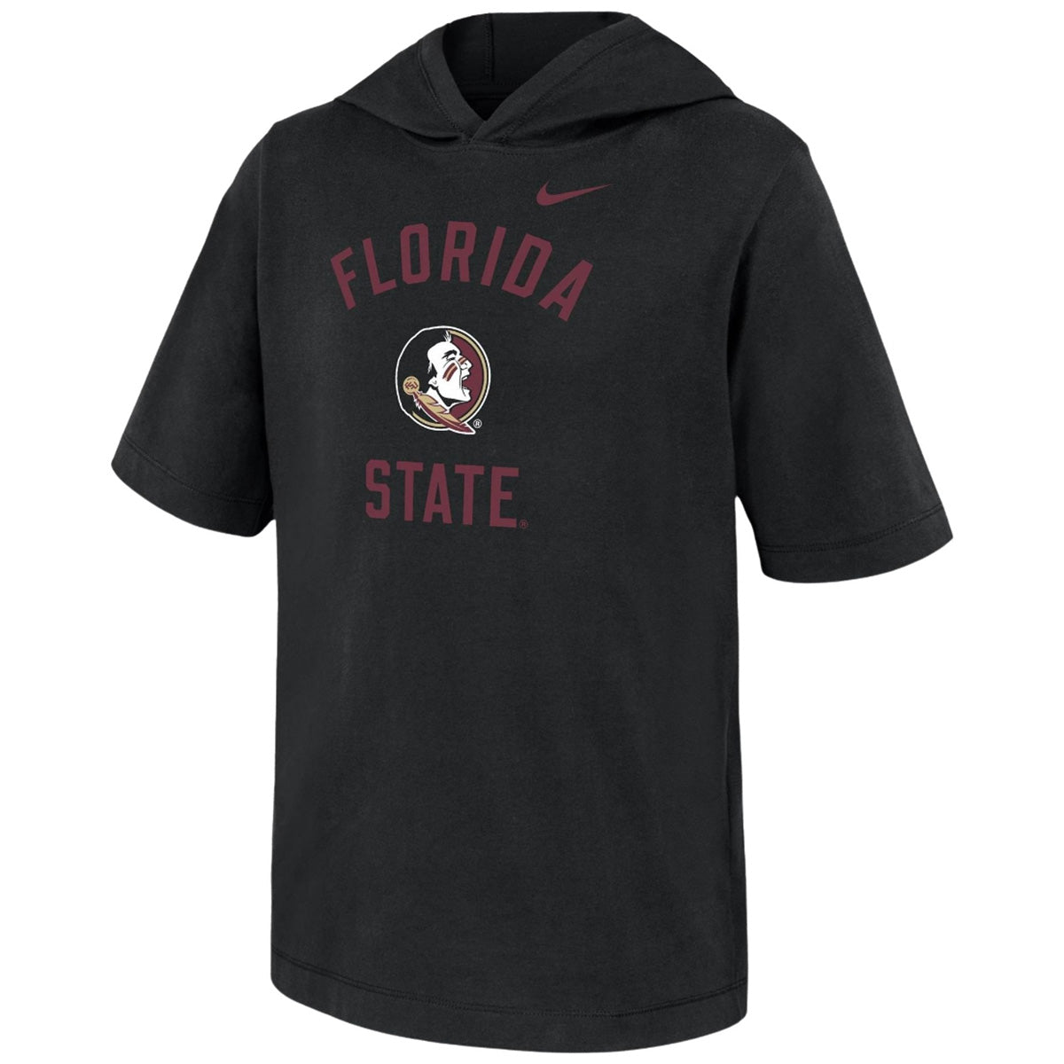 Nike Youth Florida State/Seminole Logo Short Sleeve Hooded T-shirt - Black