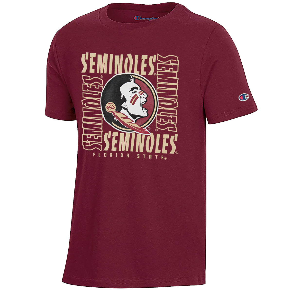 Champion Youth Seminole Logo/Florida State Seminoles Design Short Sleeve T-shirt - Garnet