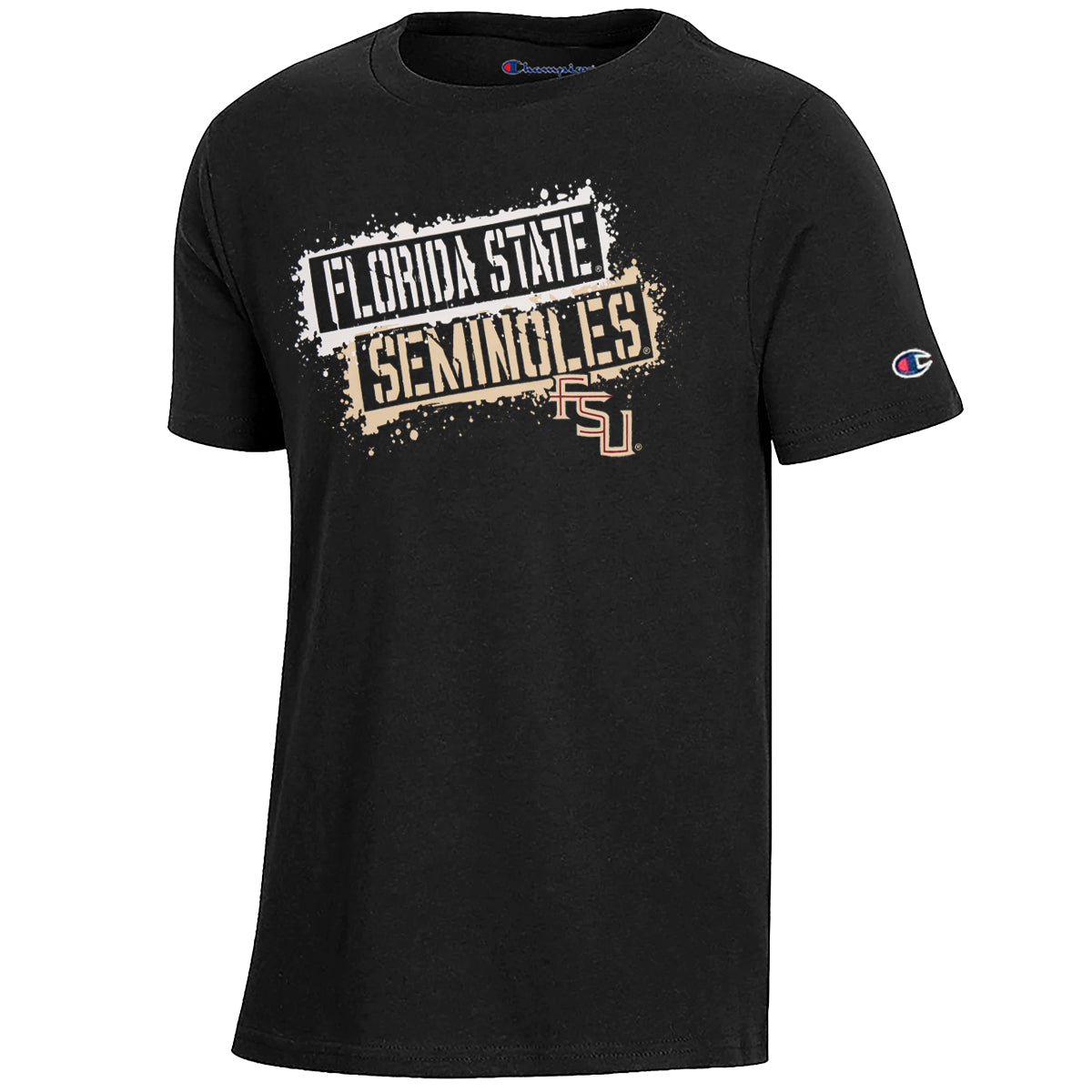 Champion Youth Florida State Seminoles/Stacked FSU Design Short Sleeve T-shirt - Black