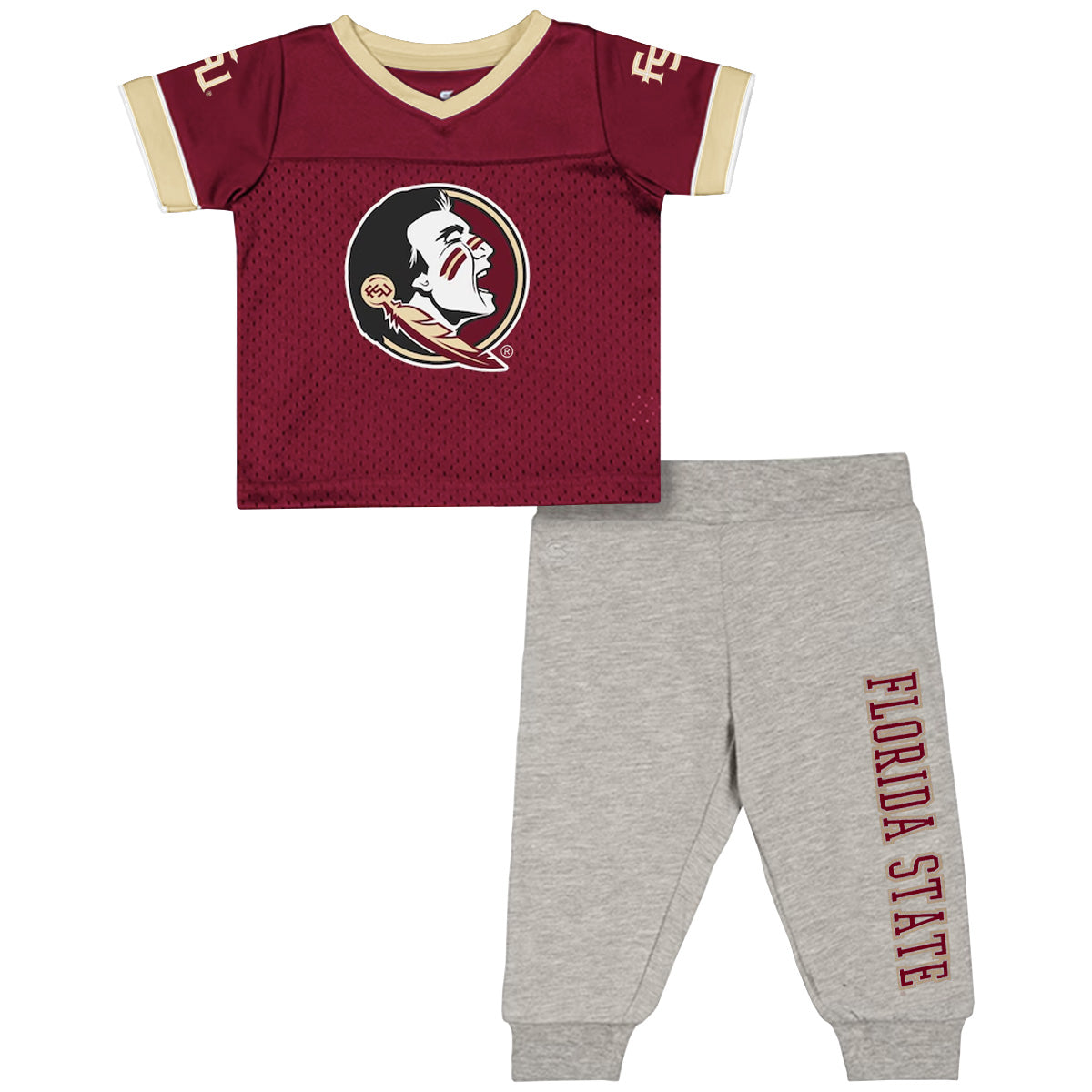 Colosseum Infant Seminole Logo/Florida State Football Jersey Set - Garnet/Heather Grey