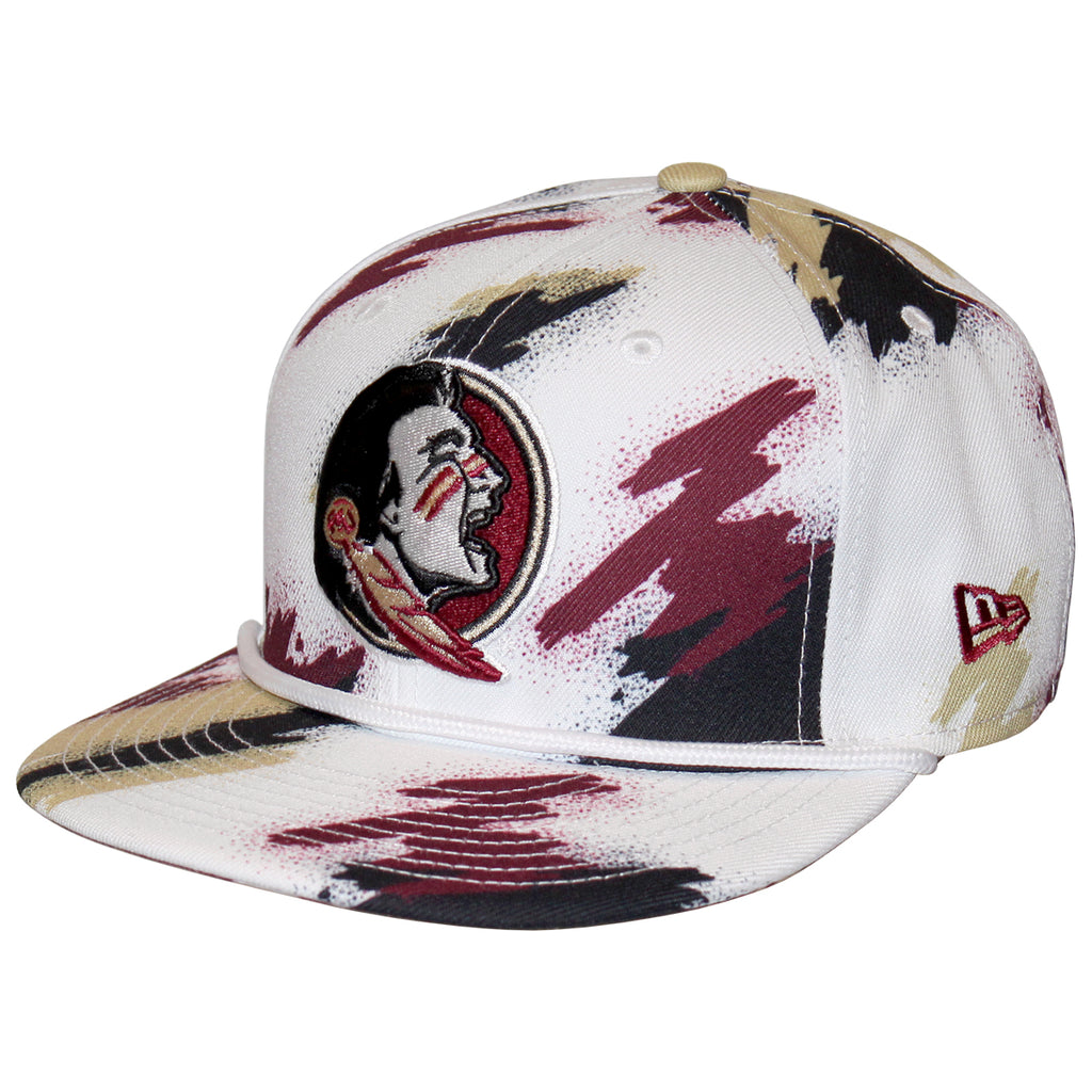 New Era Youth Seminole Logo Paint Splatter Design 950 Adjustable Hat - White