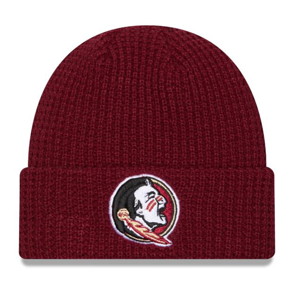 New Era Youth Seminole Logo Cuffed Waffle Knit Hat - Garnet