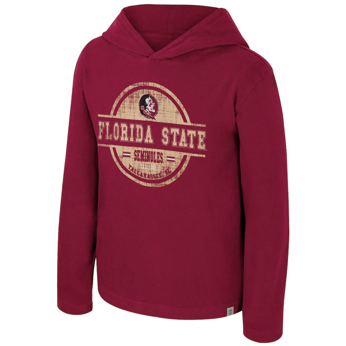 Colosseum Youth Seminole Logo/Florida State Seminoles Design Long Sleeve Hooded T-shirt - Garnet