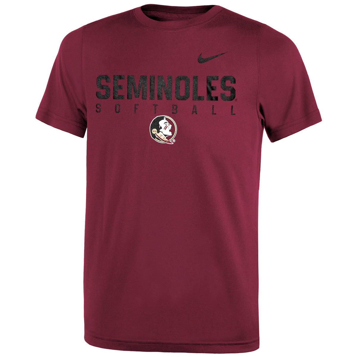 Nike Youth Seminoles Softball/Seminole Logo Design Short Sleeve Performance T-shirt - Garnet