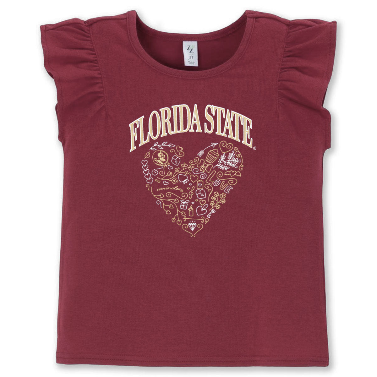 ZooZatz Toddler Girl's Florida State Heart Design Tank - Garnet