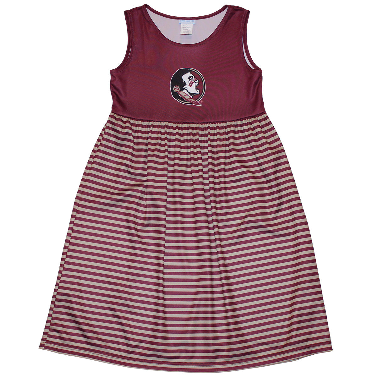 Vive La Fete Girl's Seminole Logo Striped Tank Dress - Garnet/Gold