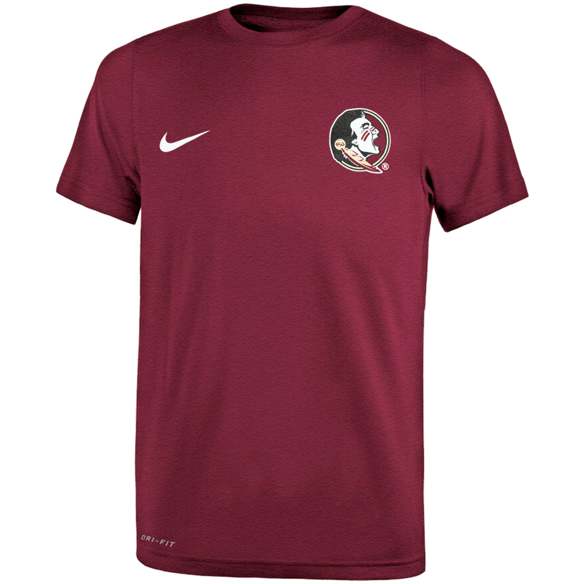 Nike Youth Seminole Logo Short Sleeve Dri-fit Legend Performance T-shirt - Garnet