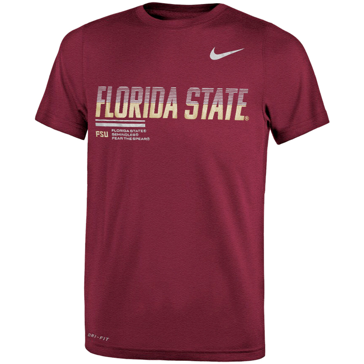 Nike Youth Florida State Design Short Sleeve Dri-fit Legend Performance T-shirt - Garnet