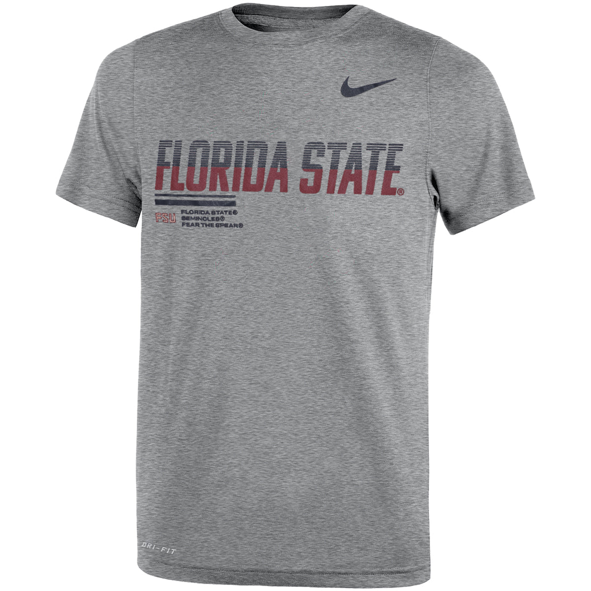 Nike Kids Florida State Design Short Sleeve Dri-fit Legend Performance T-shirt - Dark Heather