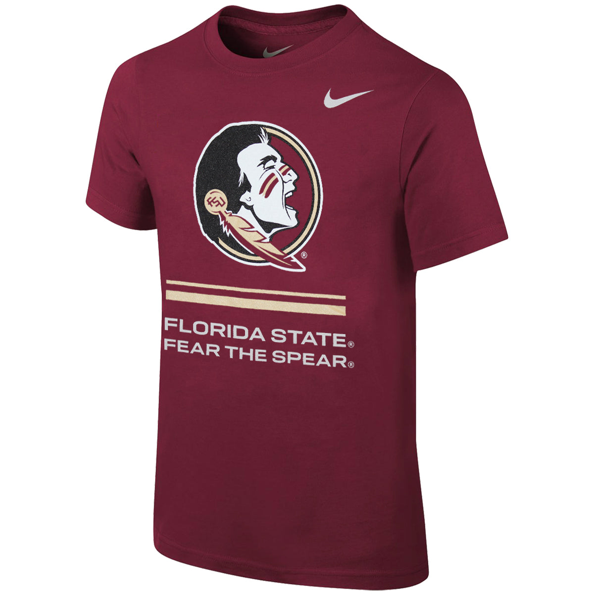 Nike Youth Seminole Logo/Florida State Fear the Spear Design Short Sleeve Cotton T-shirt - Garnet
