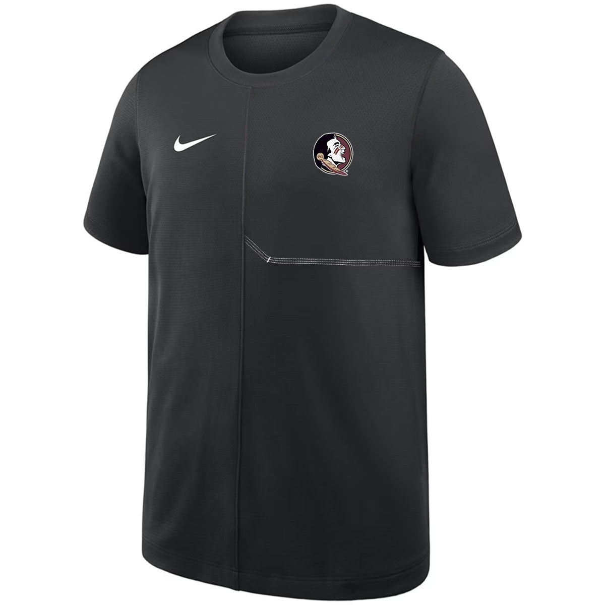 Nike Youth Seminole Logo Short Sleeve Dri-fit Coach UV Top - Black