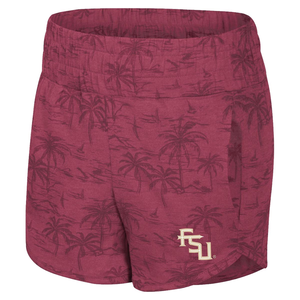 Colosseum Youth Girl's Stacked FSU Palm Print High Waist Short - Garnet