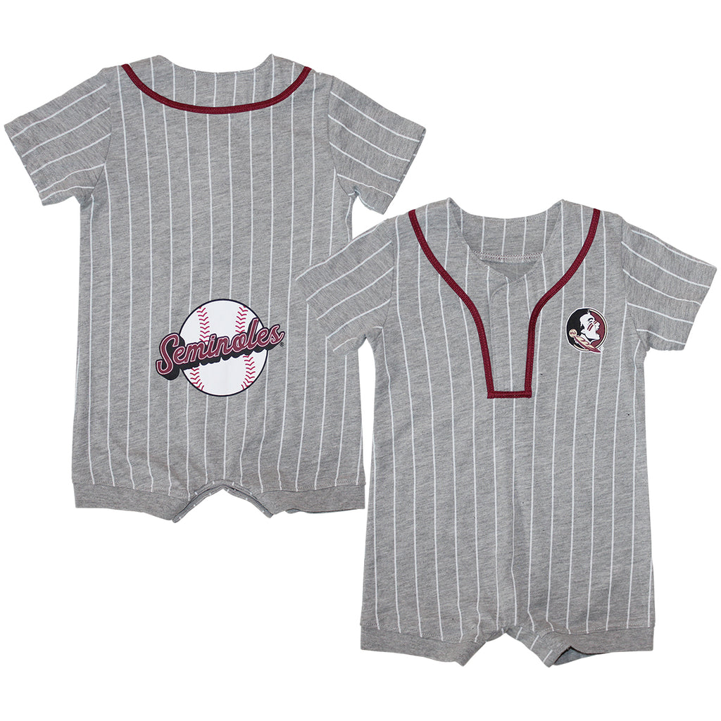 Colosseum Infant Seminole Logo Striped Baseball Romper - Grey