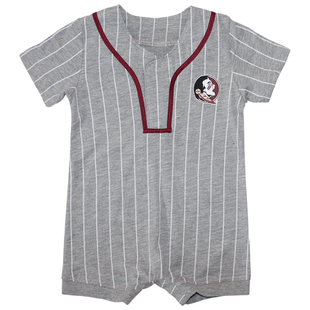 Colosseum Infant Seminole Logo Striped Baseball Romper - Grey